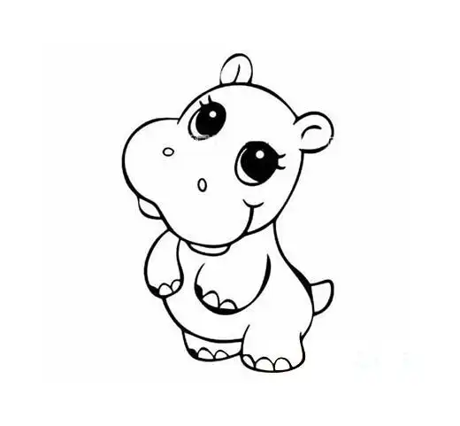 可爱的小河马简笔画步骤图 教你画简单的卡通画