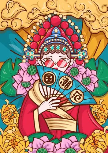 国潮中国风京剧潮流时尚原创插画