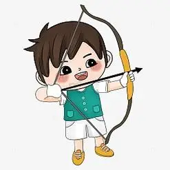 卡通手绘小男孩拉弓射箭