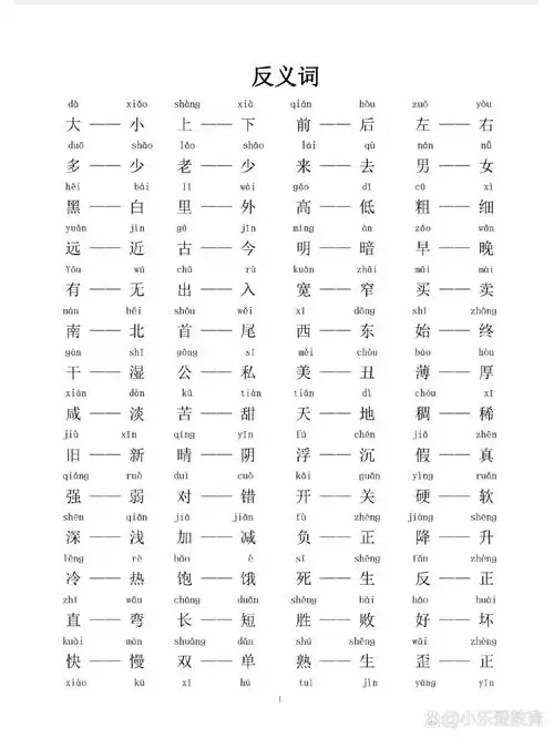 反义词基础篇