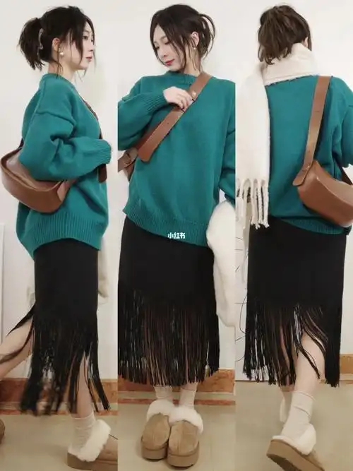 孔雀蓝毛衣十小香流苏温暖氛围感直线拉满