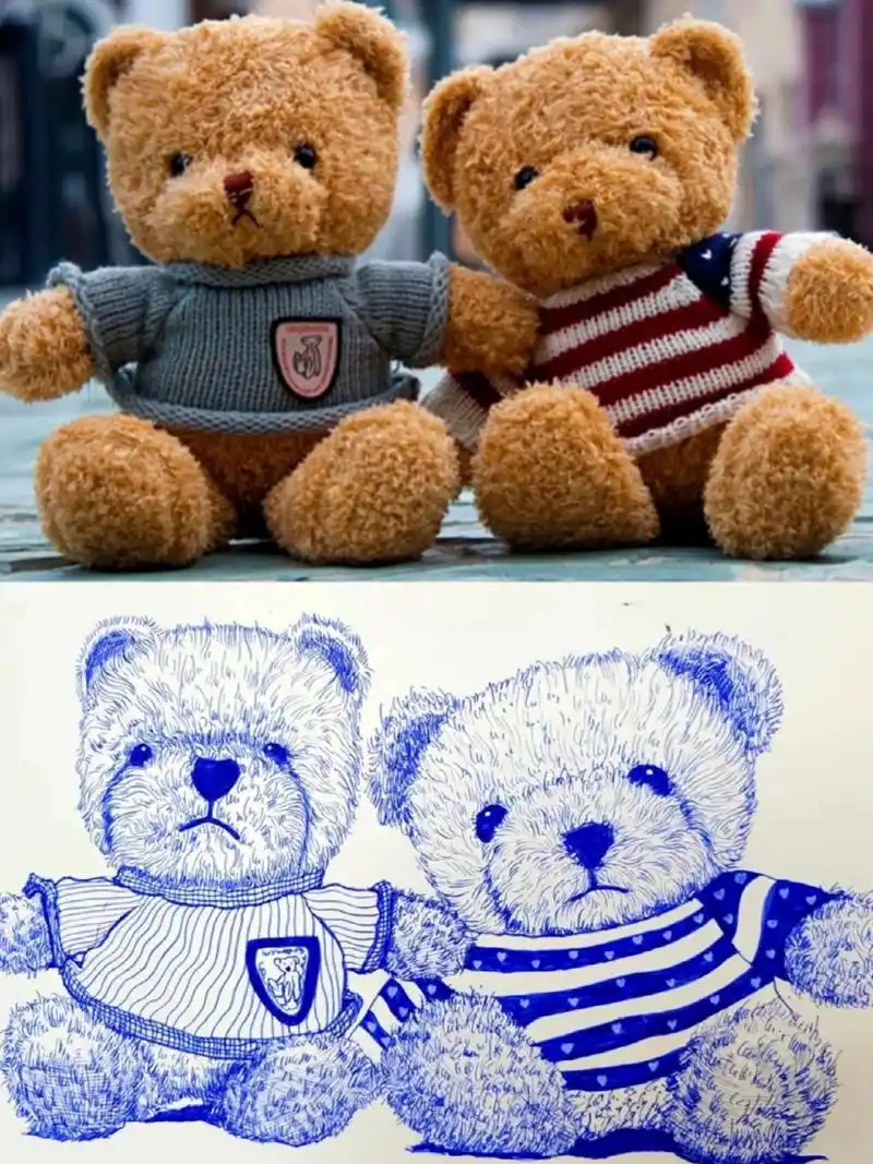 毛绒玩具熊93写生#创意线描#玩具写生 努力画起来吧! 加油!