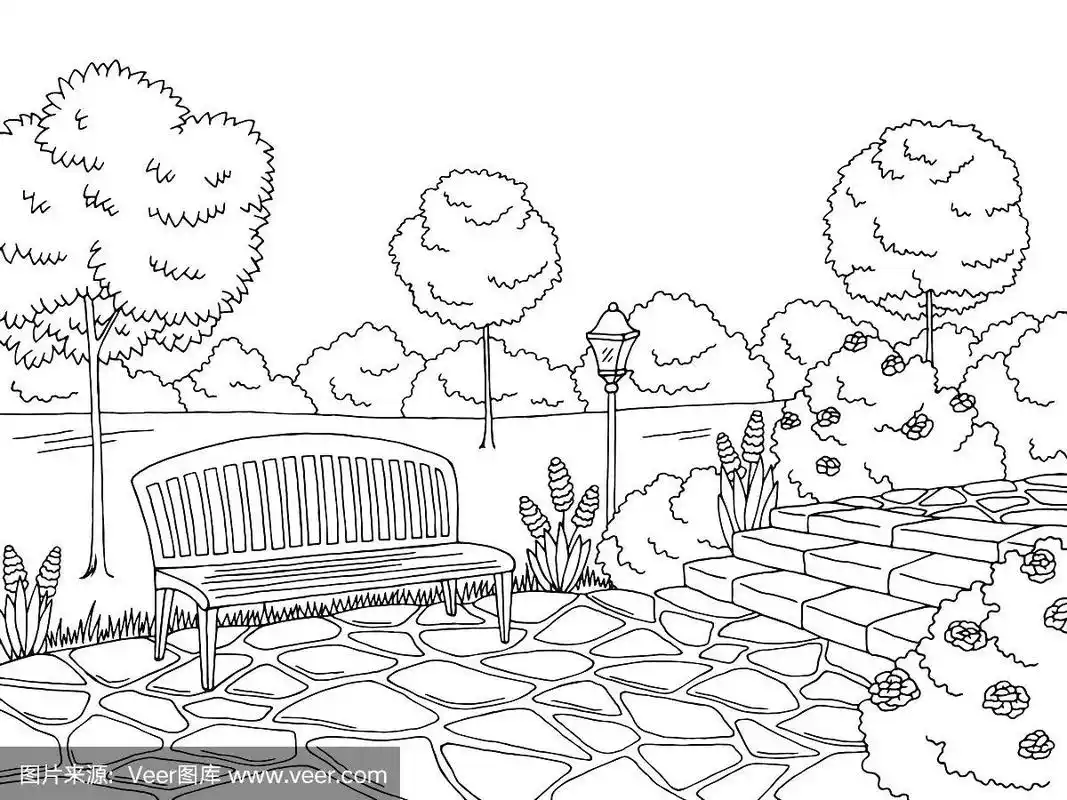 长椅,绘画插图,灯,白色,矢量