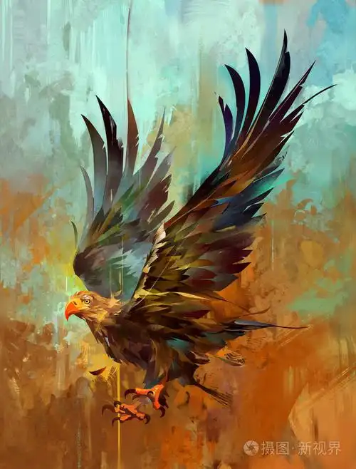 纹理背景上的绘画明亮的风格鹰