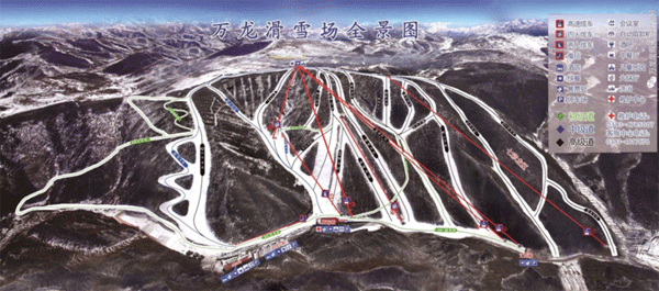 张家口崇礼万龙滑雪场 国内高端高难度滑雪场 万龙的雪道无论是难度