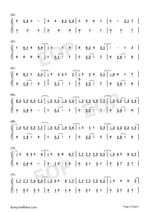 onmyway简单版alanwalker双手简谱预览3