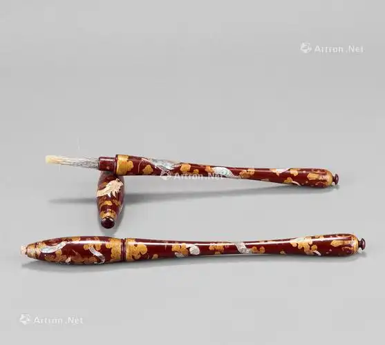 0004明代大漆嵌螺钿云龙纹毛笔一对