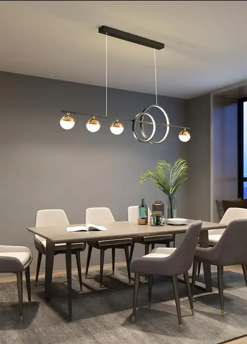 餐厅灯北欧轻奢长方形餐桌灯创意2021年新款饭厅吧台简约现代吊灯