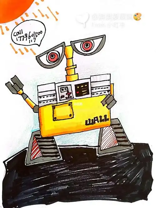 画种:创意画作品:机器人瓦力创作工具:a4纸～铅笔～勾线笔～马克笔