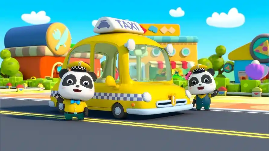 宝宝巴士汽车家族—欢乐的的士小司机,接送乘客,跑遍城市好满足