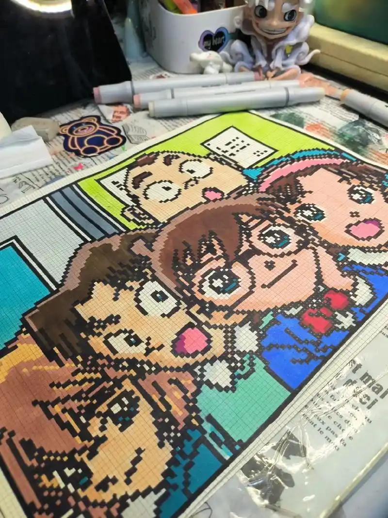 像素画  柯南.#像素画 #格子画#拼豆#像素积木 - 抖音