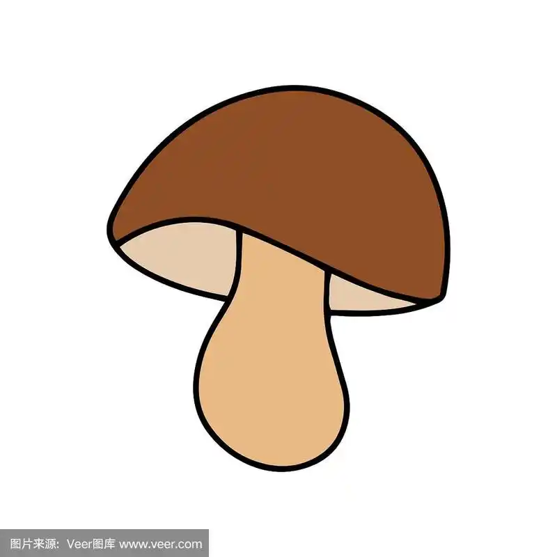 涂鸦蘑菇图标孤立在白色.蔬菜的健康食品.孩子们手绘线条艺术.