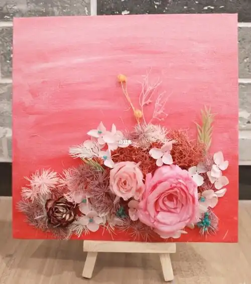 diy装饰画油画干花