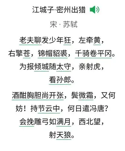 苏轼  江城子  密州出猎