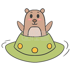 黄色      卡通       熊        坐飞船        表情包