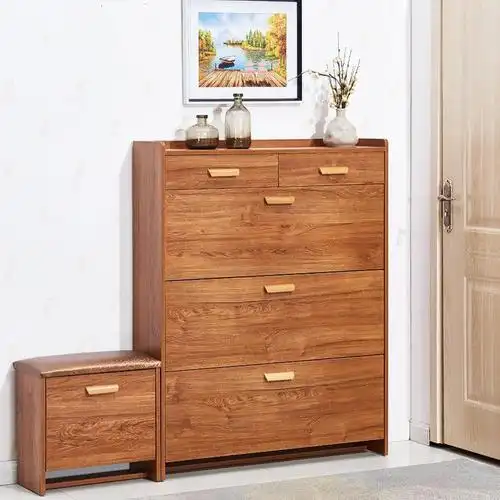 简易实木色口家用进鞋柜鞋架多层防尘收纳架简约厅柜隔断柜定制 长85