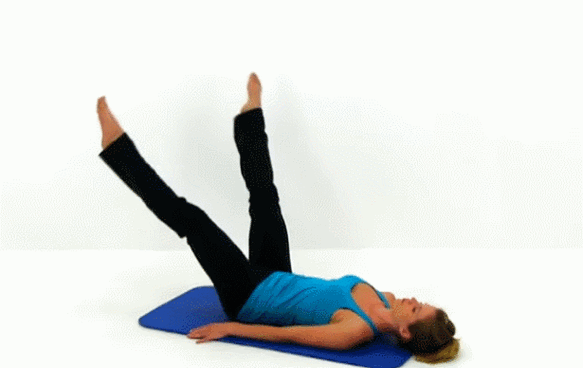 动作三,仰卧屈膝伸腿,拉伸股四头肌和臀部肌群