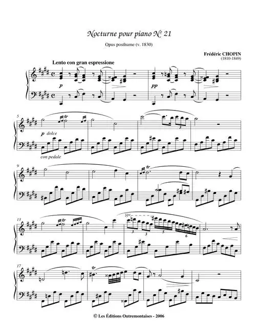 肖邦升c小调夜曲遗作 chopin nocturne in c minor钢琴谱-吱吱吱小吱-