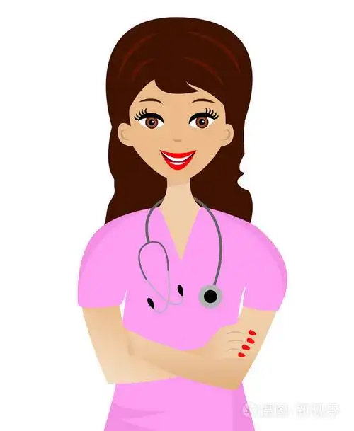 在白色背景上的年轻女医生