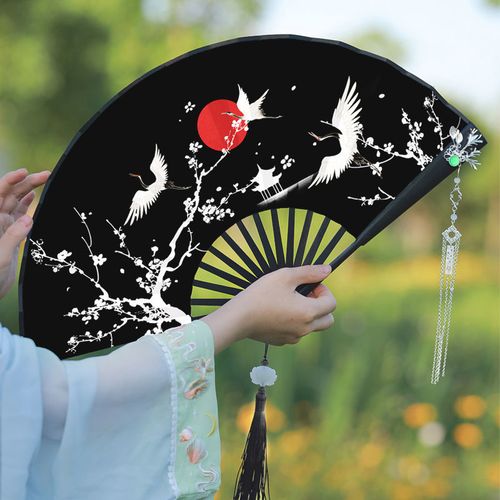 九尾狐古风扇子超仙汉服折扇女夏季随身扇手工折叠竹扇舞蹈扇紫樱仙境