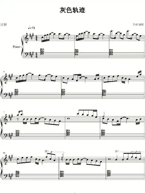 灰色轨迹  #灰色轨迹尾奏  #钢琴谱  #五线谱  #钢琴  #beyond