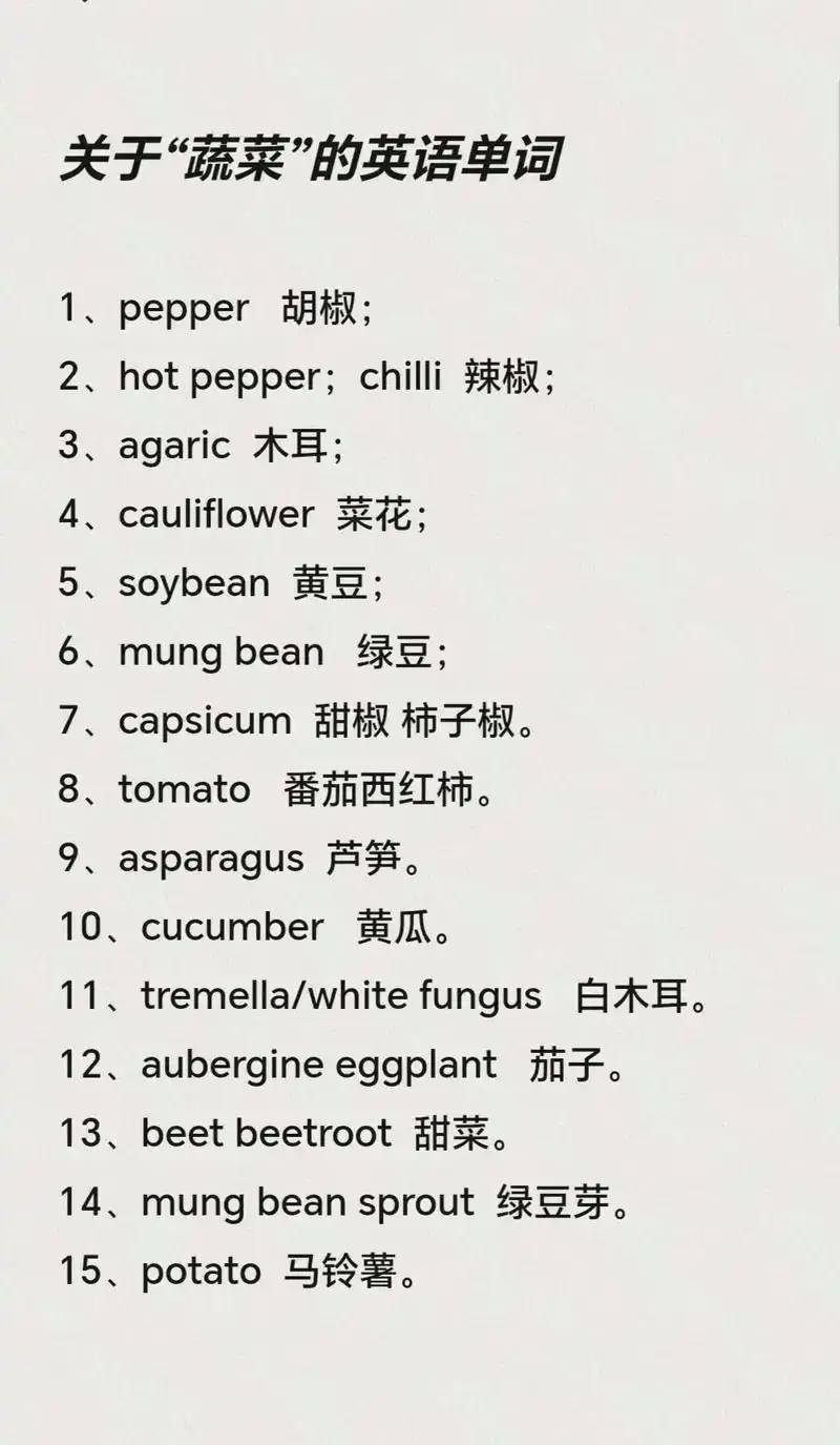 日常单词总结之"蔬菜"#英语 #每天学习英语一点点 #背单词 - 抖音