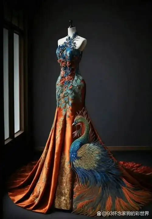 这4套以孔雀造型为元素的礼服实在是太漂亮太惊艳了,简直是时尚与文化
