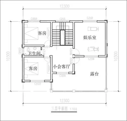 12x10米三层农村建房图纸,室内布局合理大气