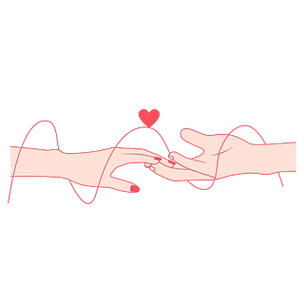 简约手绘矢量男女恋人牵手缠绕红线爱心元素