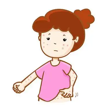 痒痒挠011男孩在他的身体矢量挠发痒的皮疹100年轻的亚洲农夫挠她的头