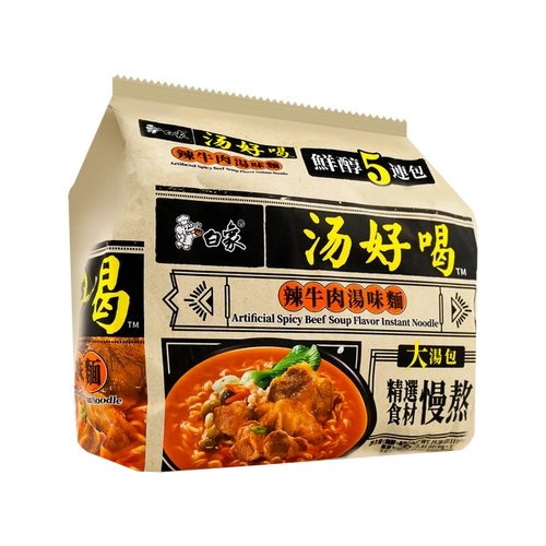商品详情 - 白象方便面  汤好喝 辣牛肉汤 五连包 5*111g*6 - image
