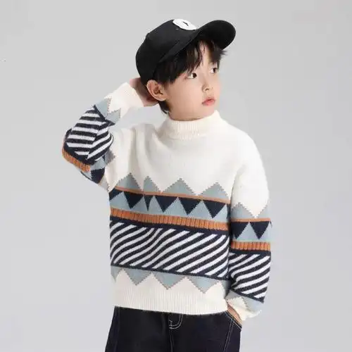 童装男童毛衣2023新款儿童针织衫加厚秋冬季保暖男孩上衣中大