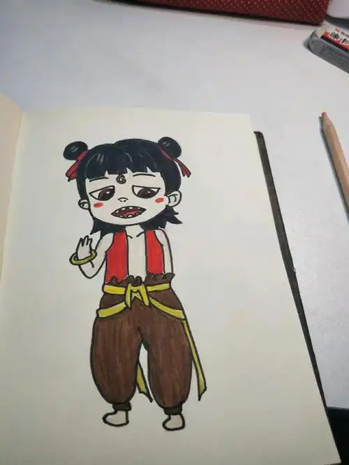 哪吒简笔画图片彩色 哪吒简笔画图片彩色三头六臂