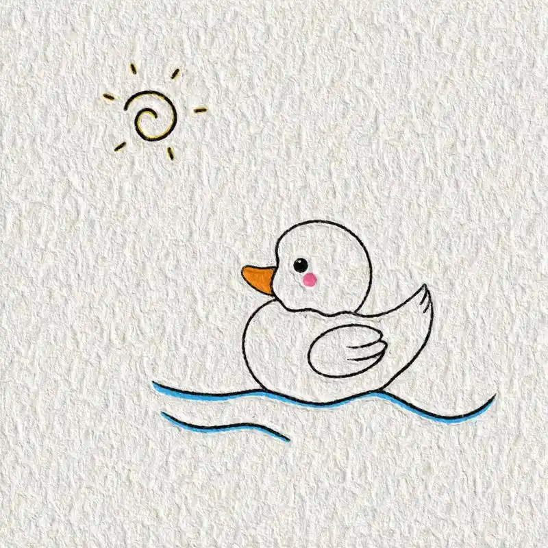 小鸭子简笔画绘画教程.春江水暖鸭先知#简笔画教程 #卡通画