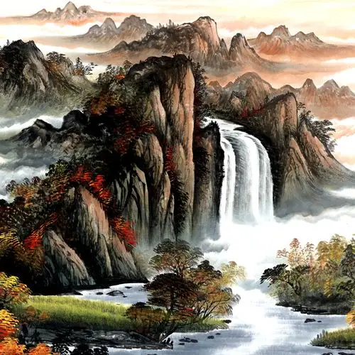 《紫气东来 聚宝盆》鸿运当头 国画 风水画 装饰画 已装裱 包邮