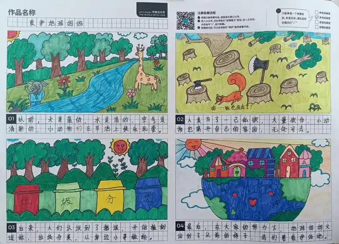 全国少年儿童生态环境四联漫画征集活动环保四联漫画佳作赏析三