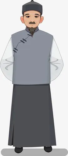 矢量图水彩古代老人