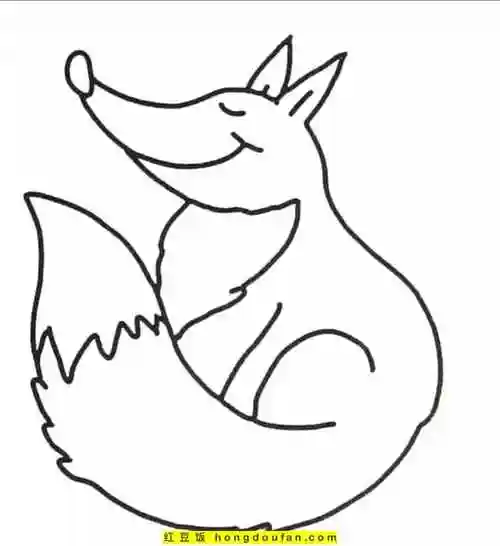 10张幸运的红色狐狸童话森林卡通涂色简笔画