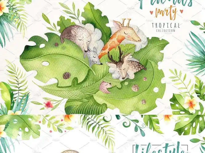 手绘水彩小动物插画海报psd png素材下载-编号16836277-其他海报设计