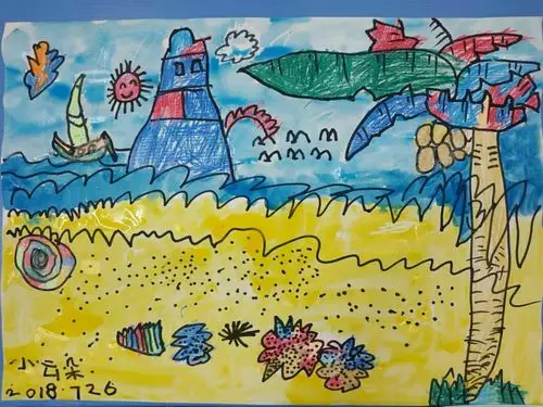 洛可可创意儿童画海边主题家长来收图啦