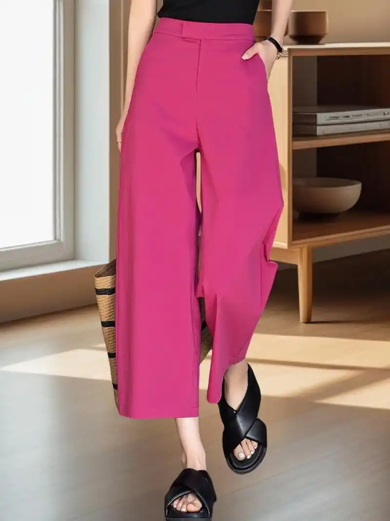 到155斤的薄款九分裤夏季垂感直筒裤 时尚休闲高腰阔腿裤宽松气质女裤