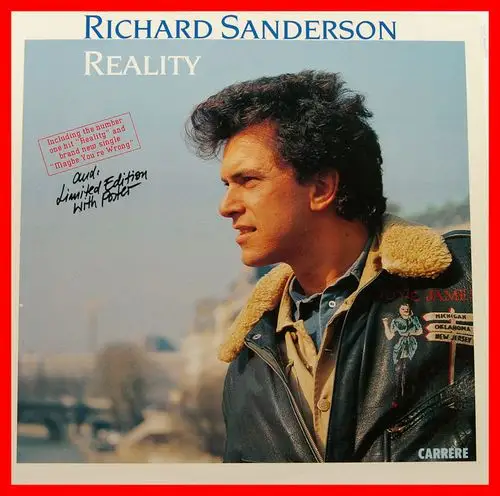 richard sanderson - reality 12" lp   poster (b471)