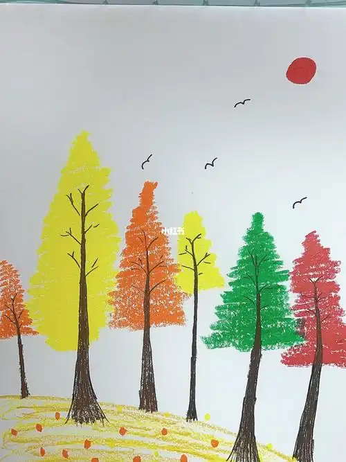 秋天的树林儿童画