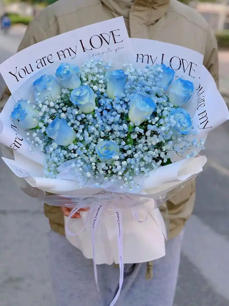 碎冰蓝玫瑰花语:我送你的希望是星辰和 - 抖音