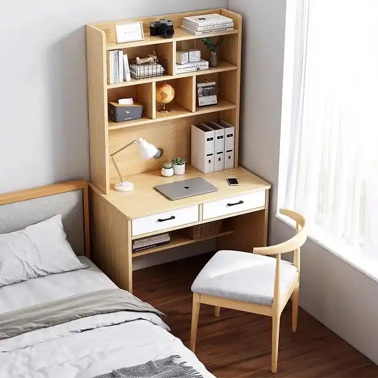 书桌书架一体小户型台式电脑桌简约家用学生书柜卧室学习写字桌子