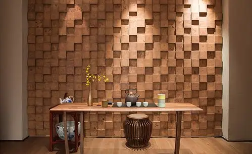 凹凸浮突的墙面增加空间层次感.