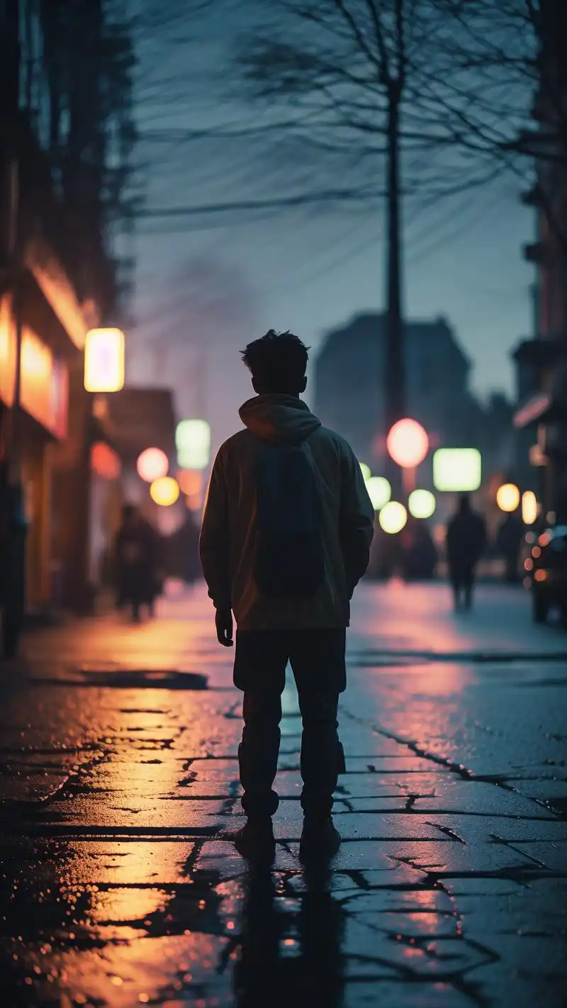 一个人走在孤独街道上0869♀15 一个人的孤独街道,寂静而深邃.