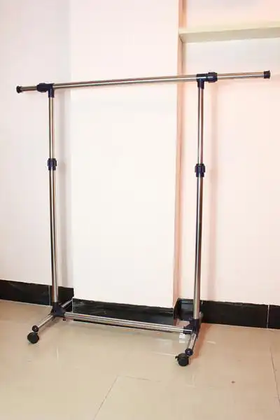 批发不锈钢单杆 单杠落地 折叠衣挂 伸缩衣撑升降 晾 晒衣架 加粗