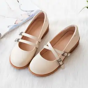 学生中跟单鞋女圆头图片