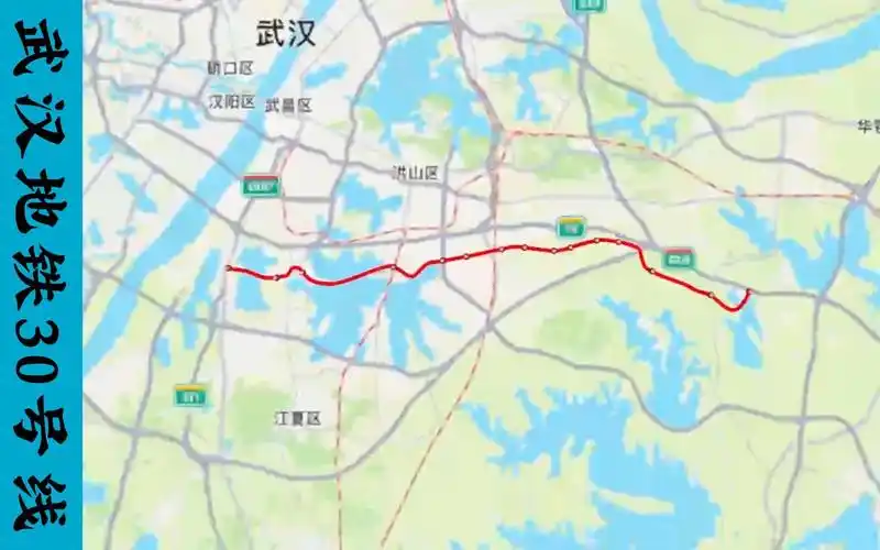 武汉地铁30号线(科技大学-红莲湖)行驶路线示意图